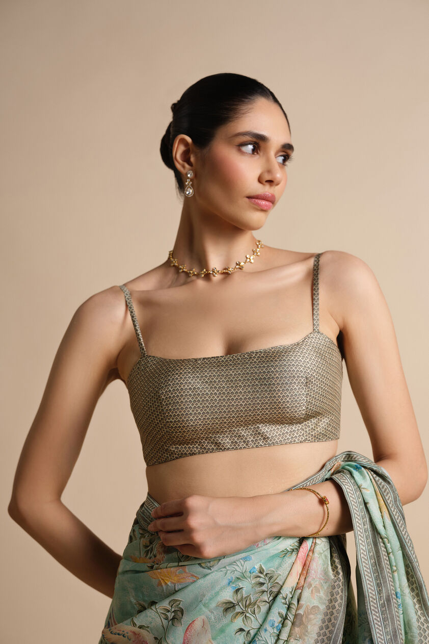 Romney Printed Saree - Sage, Sage, image 7